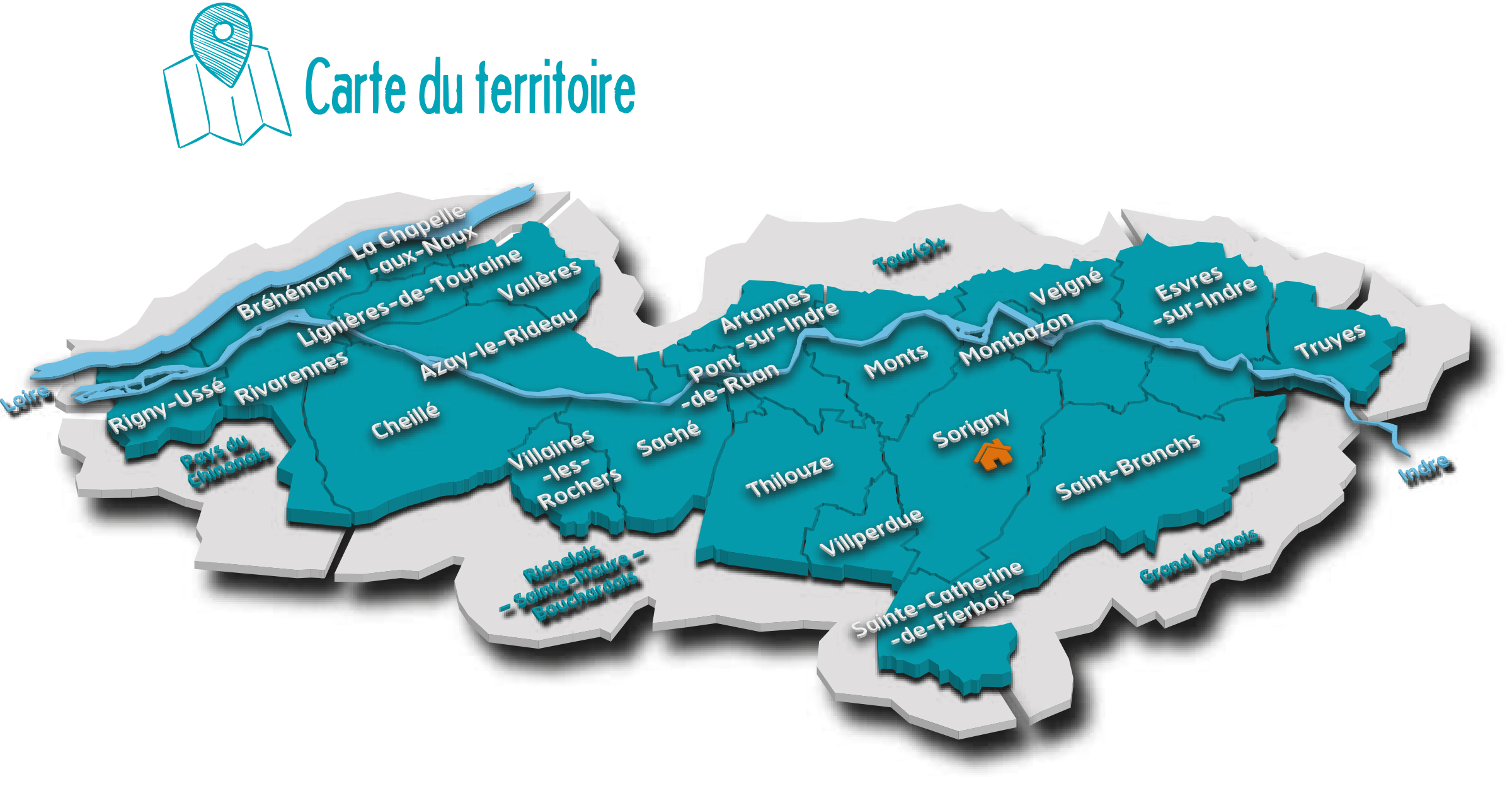 Carte territoire touraine vallee de lindre